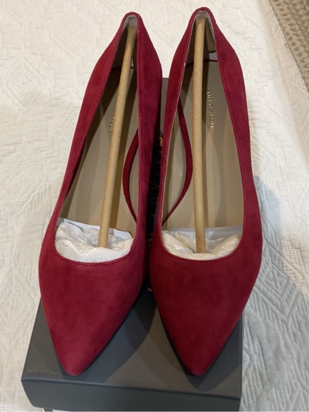 Ann Taylor Berry red Suede Pointed-Toe heel 8 NWOT